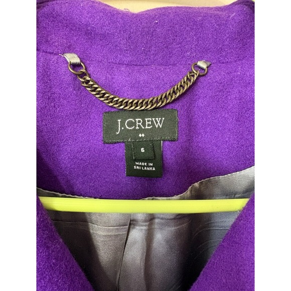 Size 6 J Crew Women's Wool Blend Pea Coat Purple Double Breasted Lined - Picture 2 of 5